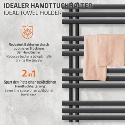 Badheizkörper Iron EM 600x1000 mm anthrazit mit Heizstab 600W