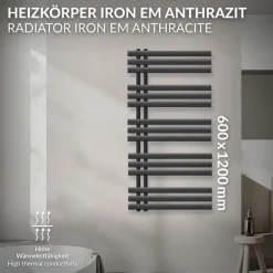 Badheizkörper Iron EM 600x1200 mm Anthrazit
