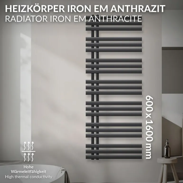 Badheizkörper Iron EM 600x1600 mm Anthrazit