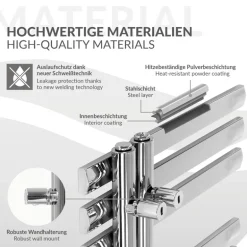 Badheizkörper Iron EM 600x1200 mm Chrome mit Wand Anschlussgarnitur