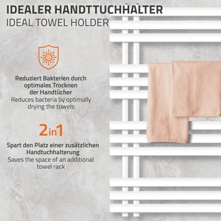 Badheizkörper mit Heizstab 300W 600x1000 mm Weiß LuxeBath