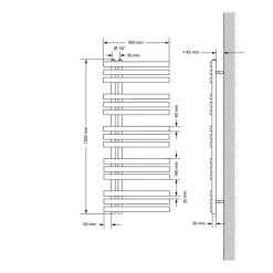 Badheizkörper Mittelanschluss 500x1200 mm Anthrazit mit Boden Anschlussgarnitur LuxeBath