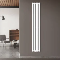 Badheizkörper Mittelanschluss 260x1600 mm Weiß mit Wand Thermostatventil LuxeBath