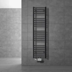 Badheizkörper Mittelanschluss 300x1400 mm Anthrazit gerade mit Universale Anschlussgarnitur LuxeBath