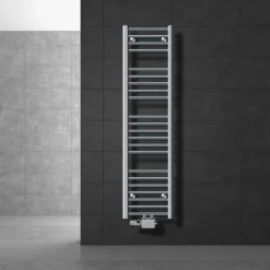 Badheizkörper Mittelanschluss 300x1400 mm Chrome gerade mit Universale Anschlussgarnitur LuxeBath