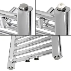 Badheizkörper Mittelanschluss 300x1400 mm Chrome gerade mit Universale Anschlussgarnitur LuxeBath