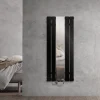 Badheizkörper Mittelanschluss mit Spiegel 450x1200 mm Schwarz inkl. Universale Anschlussgarnitur mit Thermostat LuxeBath