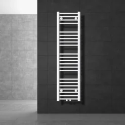 Badheizkörper Mittelanschluss 300x1400 mm Weiß gerade inkl. Montagematerial LuxeBath