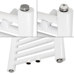 Badheizkörper Mittelanschluss 300x1400 mm Weiß gerade mit Universale Anschlussgarnitur LuxeBath