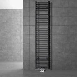 Badheizkörper Mittelanschluss 300x1800 mm Anthrazit gerade mit Boden Anschlussgarnitur LuxeBath