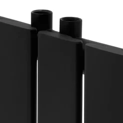 Badheizkörper Mittelanschluss 480x1600 mm Schwarz mit Boden Thermostatventil LuxeBath