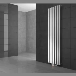 Badheizkörper Mittelanschluss 480x1800 mm Weiß mit Boden Anschlussgarnitur LuxeBath