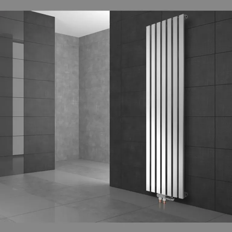 Badheizkörper Mittelanschluss 480x1800 mm Weiß mit Boden Anschlussgarnitur LuxeBath