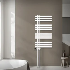 Badheizkörper Mittelanschluss 500x1000 mm Weiß mit Boden Anschlussgarnitur LuxeBath