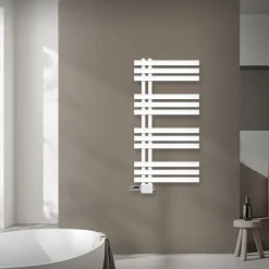 Badheizkörper Mittelanschluss 500x1000 mm Weiß mit Universale Anschlussgarnitur LuxeBath
