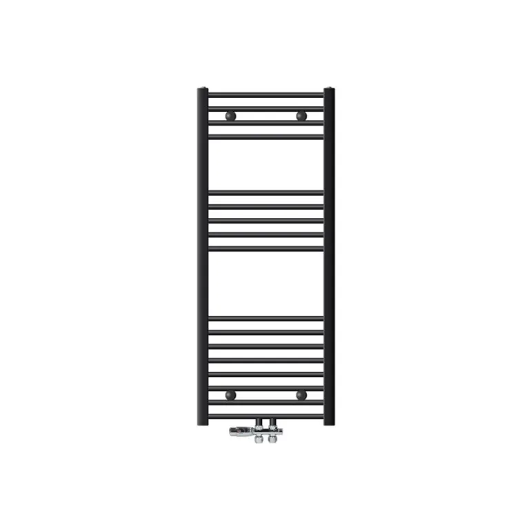 Badheizkörper Mittelanschluss 500x1200 mm Anthrazit gerade mit Boden Anschlussgarnitur LuxeBath