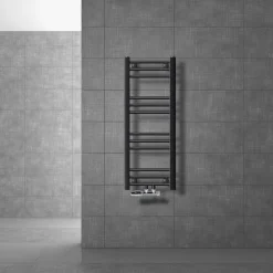 Badheizkörper Mittelanschluss 300x800 mm Anthrazit gerade mit Wand Anschlussgarnitur LuxeBath