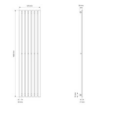 Badheizkörper Mittelanschluss 370x1600 mm Weiß mit Boden Thermostatventil LuxeBath