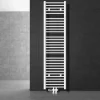 Badheizkörper Mittelanschluss 400x1800 mm Weiß gebogen mit Boden Anschlussgarnitur LuxeBath