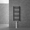 Badheizkörper Mittelanschluss 400x800 mm Anthrazit gerade mit Boden Anschlussgarnitur LuxeBath
