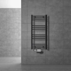 Badheizkörper Mittelanschluss 400x800 mm Anthrazit gerade mit Universale Anschlussgarnitur LuxeBath