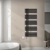Badheizkörper Mittelanschluss 500x1200 mm Schwarz matt mit Heizstab 1200W LuxeBath