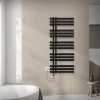 Badheizkörper Mittelanschluss 500x1200 mm Schwarz matt mit Heizstab 1200W LuxeBath