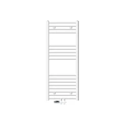 Badheizkörper Mittelanschluss 500x1200 mm Weiß gebogen mit Boden Anschlussgarnitur LuxeBath