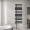 Badheizkörper Mittelanschluss 500x1400 mm Anthrazit mit Boden Anschlussgarnitur LuxeBath