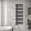 Badheizkörper Mittelanschluss 500x1400 mm Anthrazit mit Wand Anschlussgarnitur LuxeBath