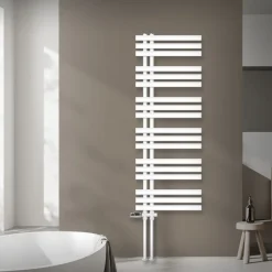 Badheizkörper Mittelanschluss 500x1400 mm Weiß mit Boden Anschlussgarnitur LuxeBath