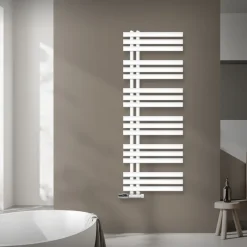 Badheizkörper Mittelanschluss 500x1400 mm Weiß mit Wand Anschlussgarnitur LuxeBath