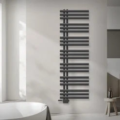 Badheizkörper Mittelanschluss 500x1600 mm Anthrazit mit Universal Anschlussgarnitur LuxeBath