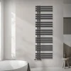 Badheizkörper Mittelanschluss 500x1600 mm Anthrazit mit Wand Anschlussgarnitur LuxeBath