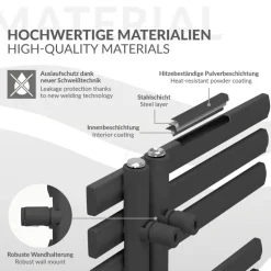 Badheizkörper Mittelanschluss 600x1000 mm Anthrazit mit Wand Anschlussgarnitur LuxeBath