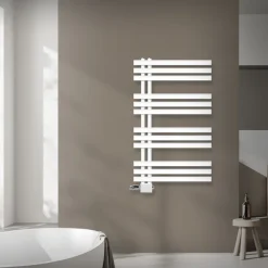 Badheizkörper Mittelanschluss 600x1000 mm Weiß mit Universale Anschlussgarnitur LuxeBath
