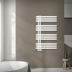 Badheizkörper Mittelanschluss 600x1000 mm Weiß mit Wand Anschlussgarnitur LuxeBath