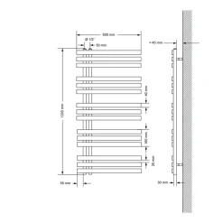 Badheizkörper Mittelanschluss 600x1200 mm Anthrazit mit Boden Anschlussgarnitur LuxeBath
