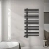 Badheizkörper Mittelanschluss 600x1200 mm Anthrazit mit Universal Anschlussgarnitur LuxeBath