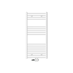 Badheizkörper Mittelanschluss 600x1200 mm Weiß gebogen mit Universal Anschlussgarnitur LuxeBath