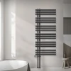 Badheizkörper Mittelanschluss 600x1400 mm Anthrazit mit Boden Anschlussgarnitur LuxeBath