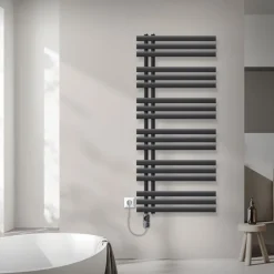 Badheizkörper Mittelanschluss 600x1400 mm Anthrazit mit Heizstab 1200W LuxeBath