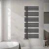 Badheizkörper Mittelanschluss 600x1400 mm Anthrazit mit Wand Anschlussgarnitur LuxeBath