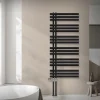 Badheizkörper Mittelanschluss 600x1400 mm Schwarz matt mit Boden Thermostatventil LuxeBath
