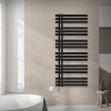 Badheizkörper Mittelanschluss 600x1400 mm Schwarz matt mit Heizstab 1200W LuxeBath