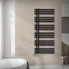 Badheizkörper Mittelanschluss 600x1400 mm Schwarz matt mit Wand Thermostatventil LuxeBath