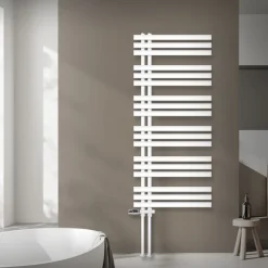 Badheizkörper Mittelanschluss 600x1400 mm Weiß mit Boden Anschlussgarnitur LuxeBath