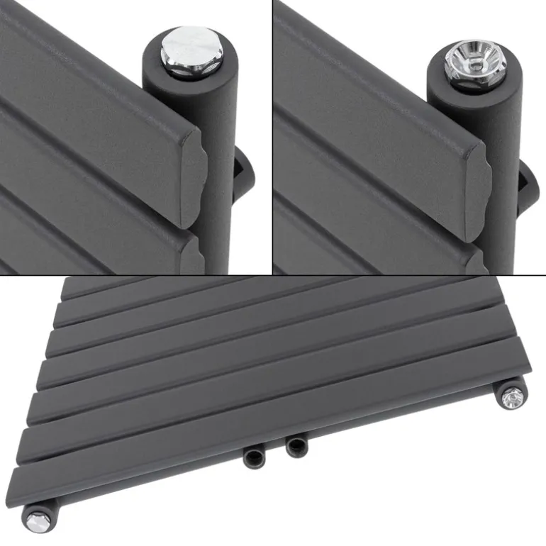 Badheizkörper Mittelanschluss 600x800 mm Anthrazit mit Boden Anschlussgarnitur LuxeBath
