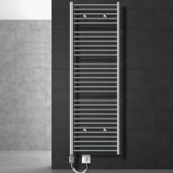 Badheizkörper Sahara mit Heizstab 1200W 600x1800 mm Chrome gerade mit Seitenanschluss