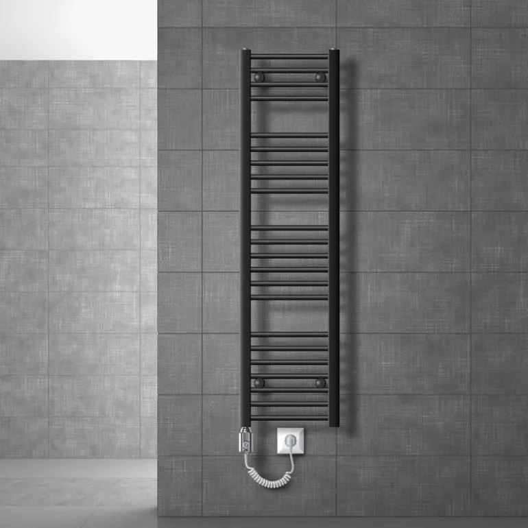 Badheizkörper Sahara mit Heizstab 900W 300x1400 mm Anthrazit gerade mit Seitenanschluss